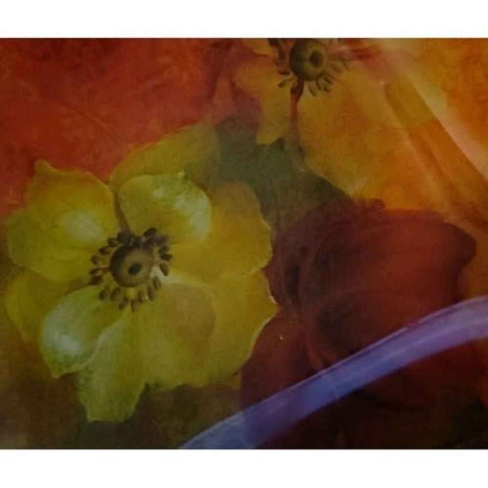 Fabrice De Villeneuve Studio Art Glass Floral Dish Multicolor Heavy Glass